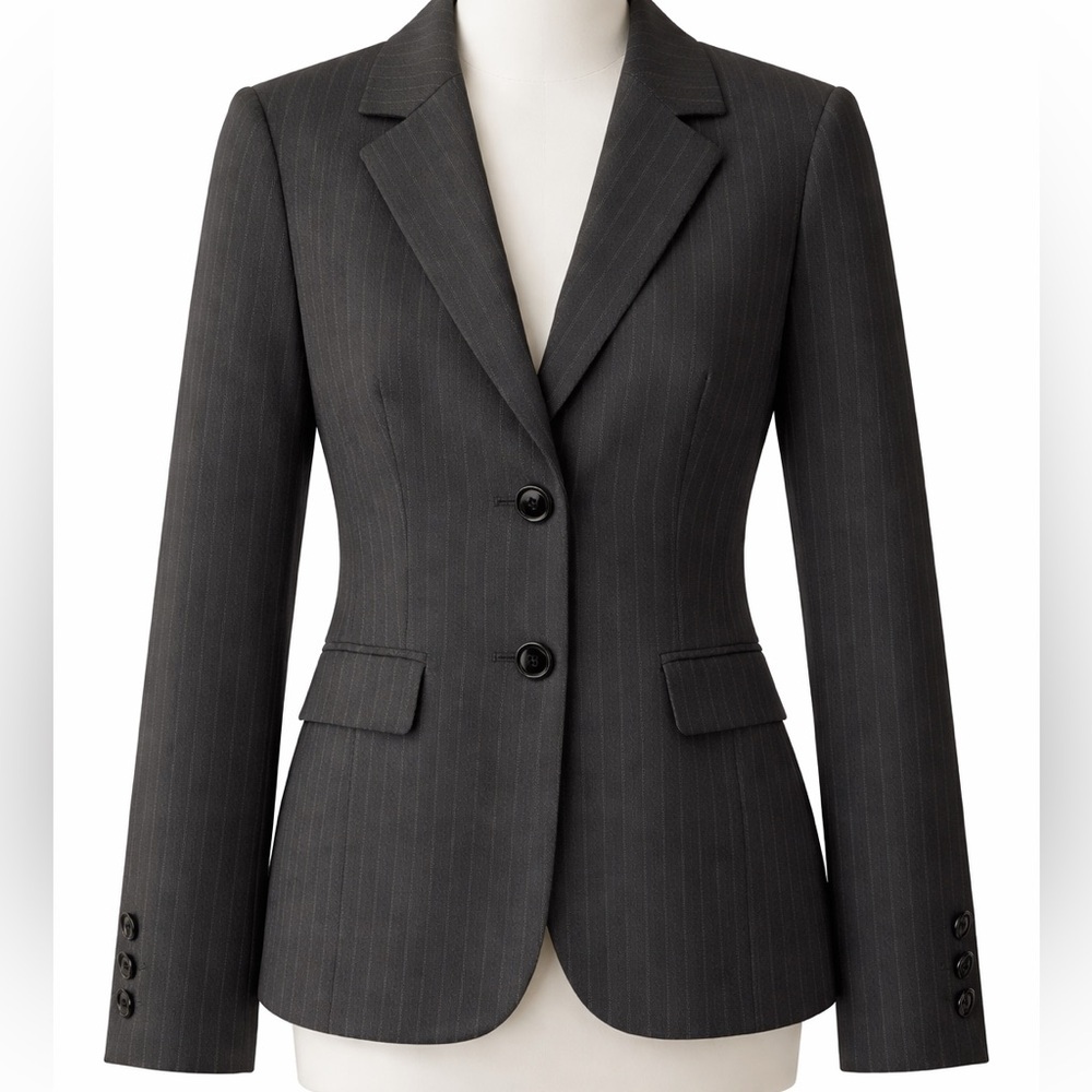 Antonio Melani Blazer Size 4 Charcoal Pinstripe Tailored Career Jacket Work
